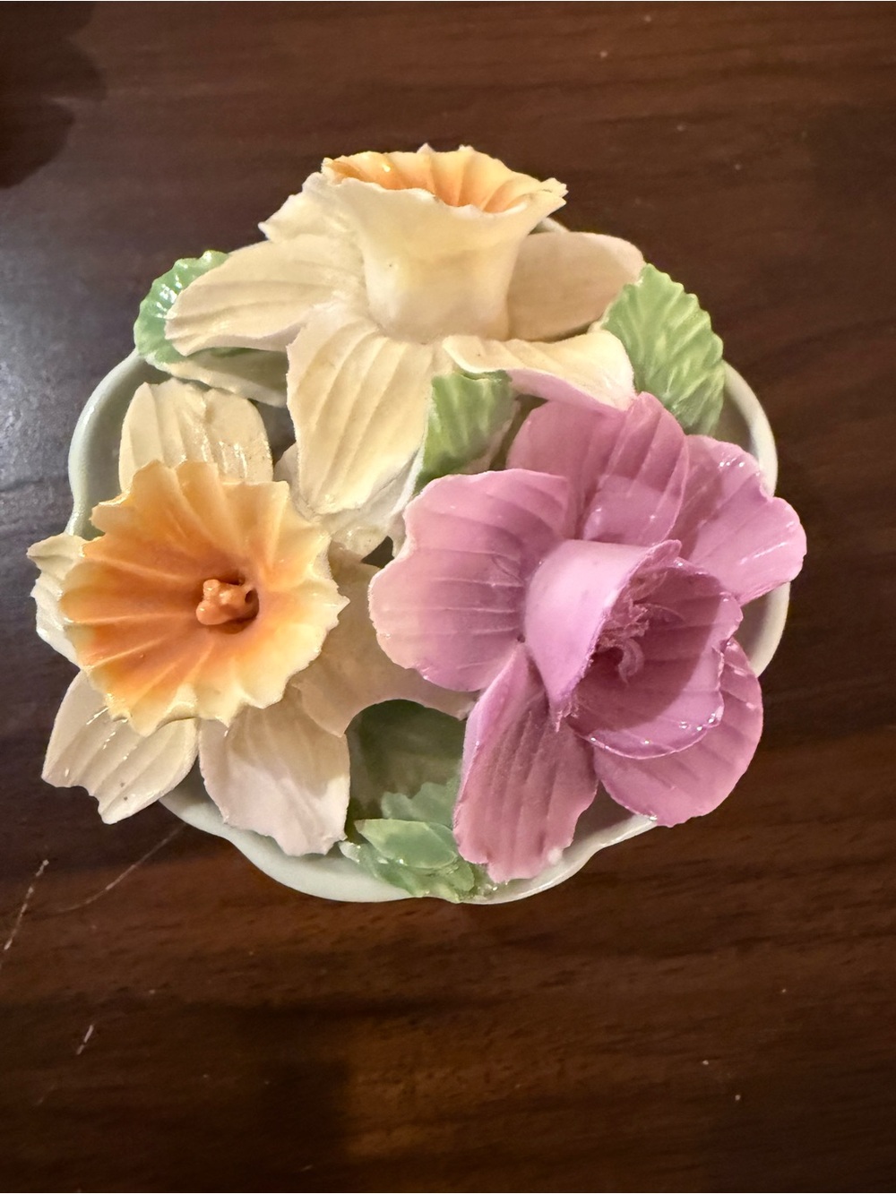 thor Porcelain Floral Bowl in Pink, Yellow and Cream